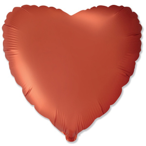 Шар (18''/46 см) Сердце, Оранжевый Сатин, 1 шт.