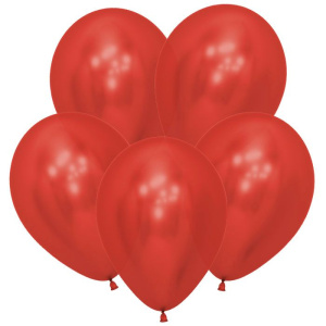 Воздушные шары 50 шт 5"(12,5 см) Рефлекс Красный, (Зеркальные шары) ТМ Sempertex