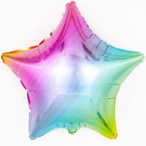 Шар фольгированный звезда 32" (78 см) цвет нежная радуга 1 шт