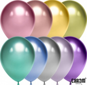 Воздушные шары 50 шт 5"(13 см) Хром ассорти 9 цветов Китай