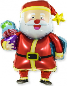 Шар фигура фольгированная  (37''/94 см) Веселый Дед Мороз с подарками1 шт.