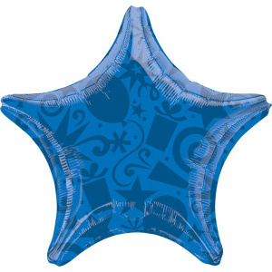Шар фольгированный звезда 22"(55 см) Шары и подарки синяя 1 шт