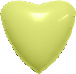 Шар фольгированный сердце 19"(48 см) цвет Лимон, Сатин, 1 шт