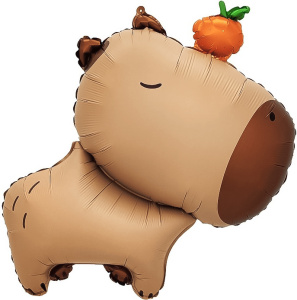 Шар (31''/79 см) Фигура, Капибара с мандаринкой, 1 шт., 26401