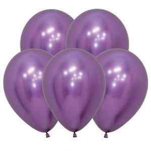 Воздушные шары 50 шт 12"(30 см) Рефлекс Фиолетовый, (Зеркальные шары) ТМ Sempertex