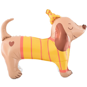 Шар 3D (33''/84 см) Таксик в колпачке, 1 шт. в уп., 26605