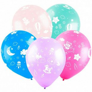 Воздушные шары 12"(30 см ) пастель Новорожденный 5 ст. 100 шт