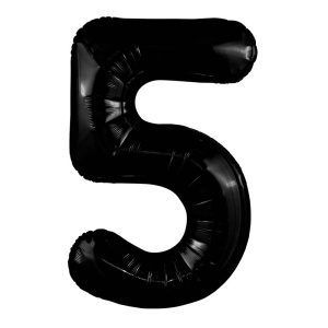 Шар фольгированный Цифра "5" размер 40"(102 см) черный 1 шт