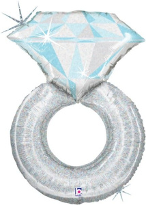 Шар (38''/97 см) Фигура, Кольцо с бриллиантом, Серебро, Голография, 1 шт. , 35366H