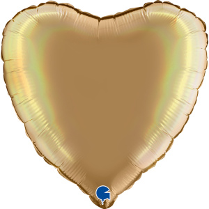 Шар фольгированный сердце 36"(90см) цвет шампань голография 1 шт