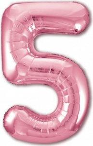 Шар фольгированный Цифра "5" размер 40"(102 см) розовый фламинго 1 шт