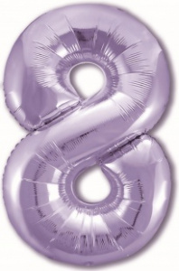 Шар фольгированный Цифра "8" размер 40" (102 см) пастельный фиолетовый