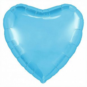 Шар фольгированный сердце 9"(23 см) цвет голубой с клапаном 1 шт