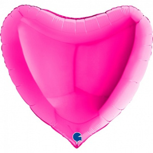Шар фольгированный сердце 36"(90см) цвет фуше 1 шт