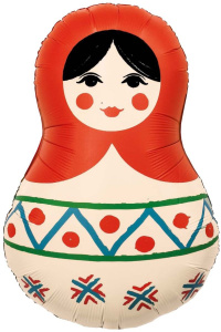 Шар (31''/79 см) Фигура, Матрешка Русский узор, 1 шт. в уп., 943128