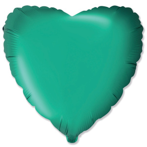 Шар (18''/46 см) Сердце, Зеленый, Сатин, 1 шт.