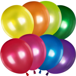 Воздушные шары 100 шт 12"(30 см) Ассорти, металлик, 100 шт.