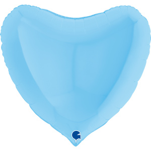 Шар фольгированный сердце 36"(90см) цвет нежно-голубой, макарунс 1 шт