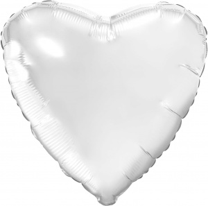 Шар фольгированный сердце 18"(45 см) белый блеск (Агура) 1 шт