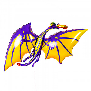 Шар фигура фольгированная 43"(109 см)  Дракон фиолетовый 1 шт