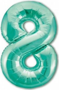 Шар фольгированный Цифра "8" размер 40" (102 см) бискайский зеленый