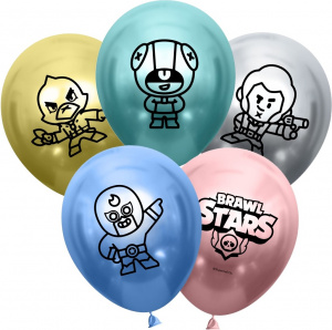 Воздушные  шары (12''/30 см) Brawl Stars, Герои, дизайн №2, Ассорти, хром, 2 ст, 25 шт.