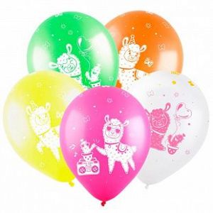 Воздушные шары 12"(30 см) пастель Веселая лама 100 шт
