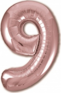 Шар фольгированный Цифра "9" размер 40" (102 см) розовое золото