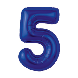Шар (40''/102 см) Цифра, 5 Slim, Полуночно-синий, 1 шт. в уп., 941261