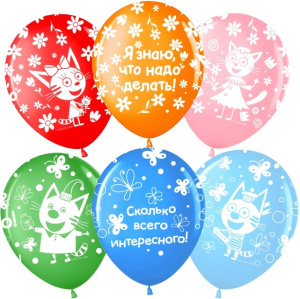 Воздушные шары 12"(30 см) Три Кота и Лапочка, Ассорти, пастель, 5 ст, 25 шт.
