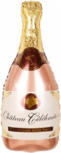 Шар фигура фольгированная 36"(91 см) Бутылка Шампанское, Розовое Золото Falali 1 шт