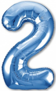 Шар фольгированный Цифра "2" размер 40"(102 см) синий 1 шт
