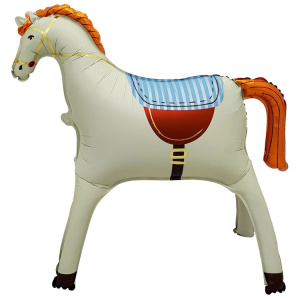 Шар 3D (35''/89 см) Фигура, Лошадка, Бежевый, Сатин, 1 шт. в уп., 27110