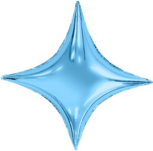 Шар фольгированный звезда (29''/74 см)  4х-конечная, Сириус, Холодно-голубой 1 шт. в упак.