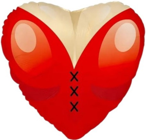 Шар (18''/46 см) Сердце, Мадам Си-Си, Красный, 1 шт.