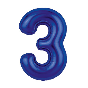 Шар (40''/102 см) Цифра, 3 Slim, Полуночно-синий, 1 шт. в уп., 941247