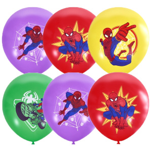 Воздушные шары 12"(30 см) пастель Марвел Человек Паук 1ст 4 цвета  25 шт
