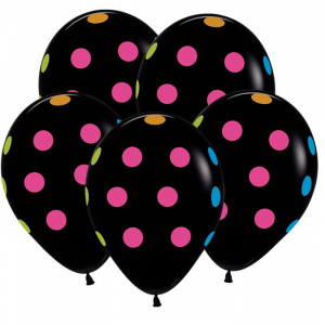 Воздушные шары 12" (30см) Большие кружки Разноцветные Неон, Черный Пастель, 5 цв. 5 ст.