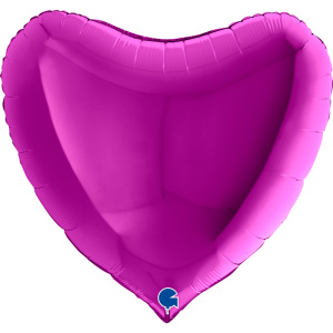 Шар фольгированный сердце 36"(90см) цвет пурпурный 1 шт