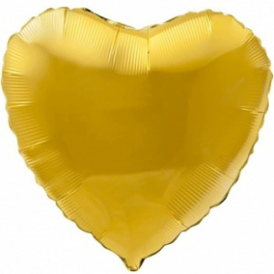Шар фольгированный сердце 19"(48 см) цвет золото 1 шт