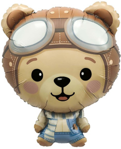 Шар (29''/74 см) Фигура, Мишка Пилот, 1 шт. в уп., 229161