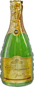 Шар фигура фольгированная 37"(94 см) Бутылка Шампанское, С Праздником!, Голография, 1 шт.