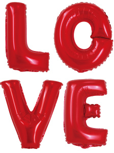 Набор шаров-букв (16''/41 см) Мини-Надпись "LOVE", Красный, 1 шт. в упак.