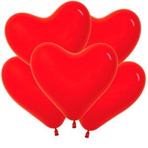 Воздушные шары сердца 12"(30 см) красные 50 шт Колумбия