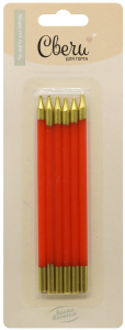 Свечи Люкс, Красный/Золото, Металлик, 0,5*12 см, 6 шт
