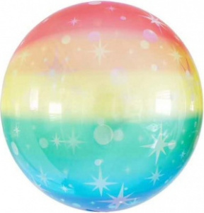 Шар (18''/46 см) Сфера 3D, Deco Bubble, Звездные искры, Радужный, 1 шт. в упак.