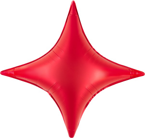 Шар (31''/79 см) Звезда, 4х-конечная, Сириус, Красный, Сатин, 1 шт., 27676
