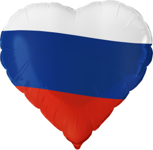 Шар (18''/46 см) Сердце, Триколор, 1 шт. в уп., 27120