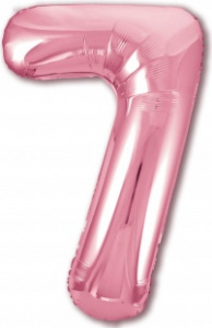 Шар фольгированный Цифра "7" размер 40"(102 см) розовый фламинго 1 шт