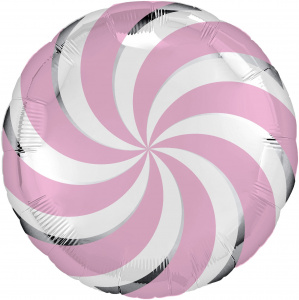 Шар фольгированный круг 18"(46см) Леденец розовый Агура1 шт